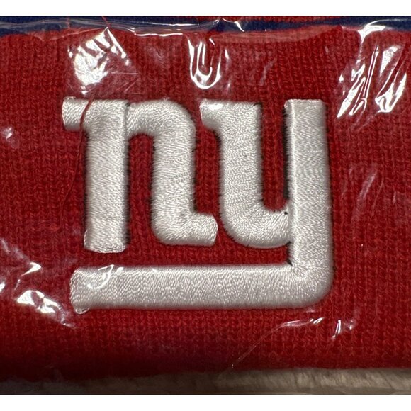 New York Giants Bud Light NFL Knit Beanie Hat Red/Blue/White Pom Unisex Winter - Picture 3 of 3